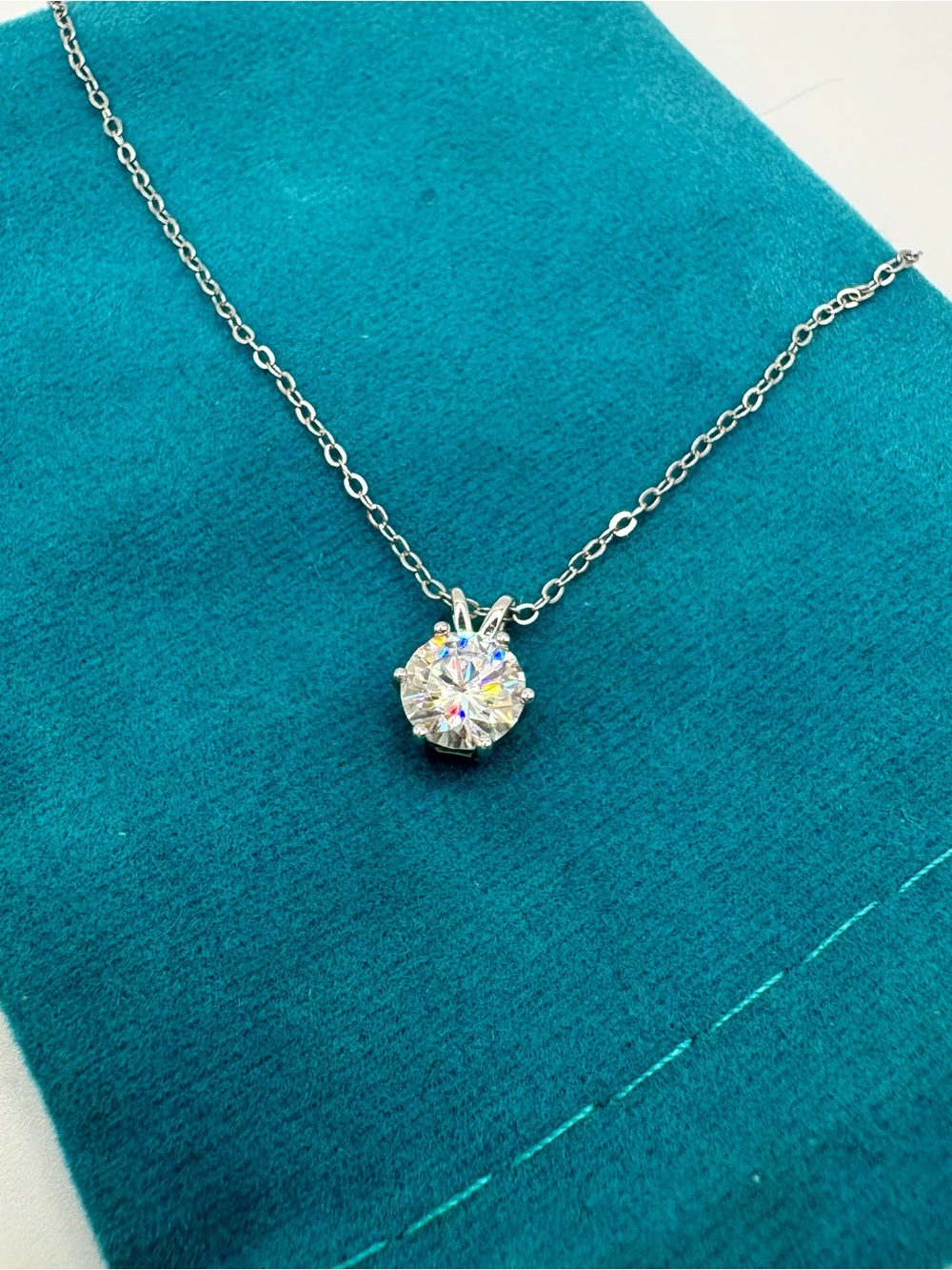 1Ct Moissanite Solitaire Pendant Necklace |925 Sterling Silver |16”-18” Chain